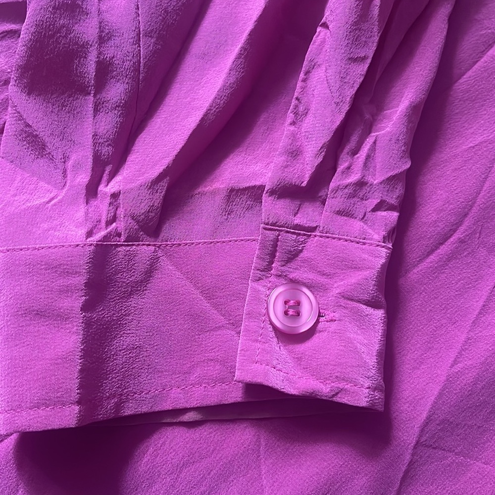 Vintage Oversized 100% Silk Button Down Shirt sz1X - Picture 5 of 9